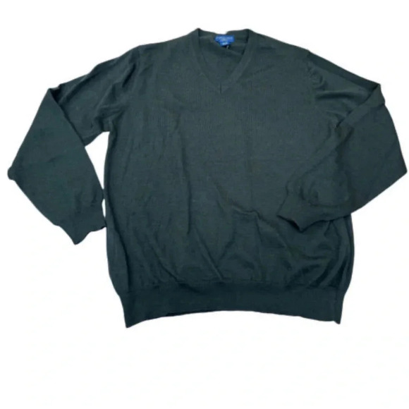 Joseph & Lyman Italian Merino Wool V-Neck Long Sleeve Sweater Green Mens Size L - Picture 2 of 4